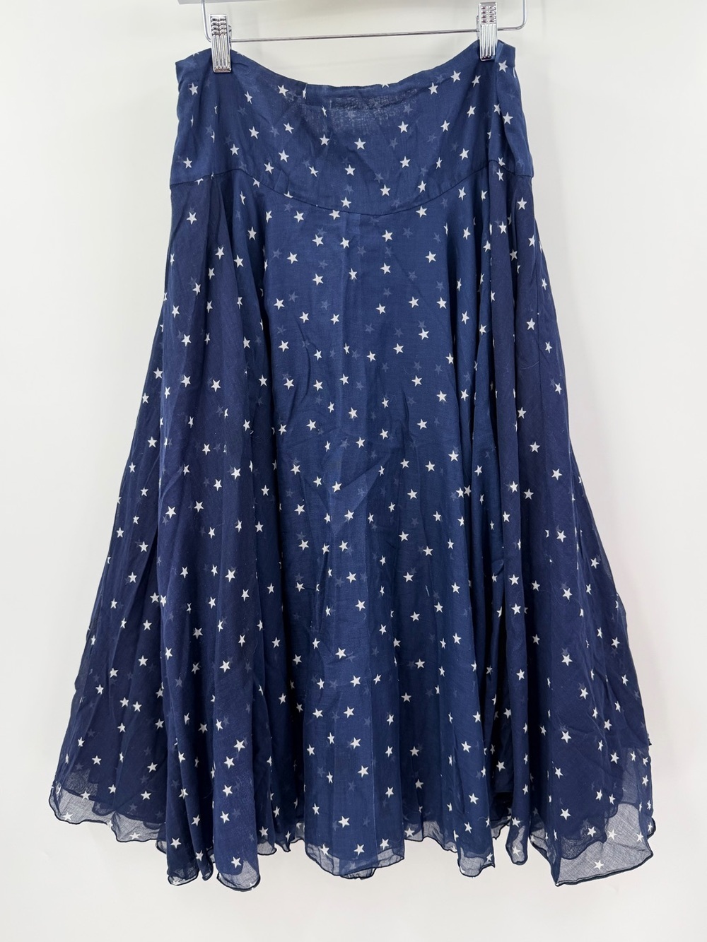 Samantha Sung Blue Cotton Star Midi Skirt 10 Long